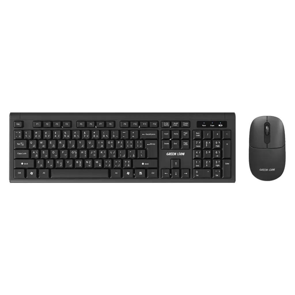 Green Lion GKM- 200 Wireless Combo Keyboard and Mouse - Black