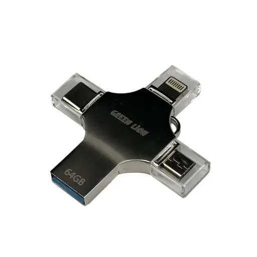 [GN4IN1USB64SL] Green Lion 4 in 1 USB Flash Drive 64GB - Silver